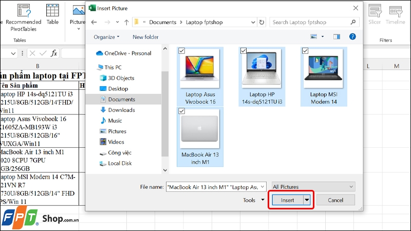 Cách chèn ảnh vào Excel vừa ô ảnh 2