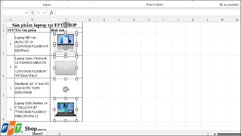 Cách chèn ảnh vào Excel vừa ô ảnh 6