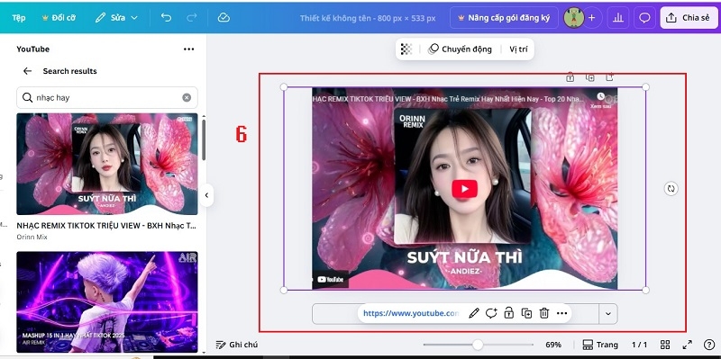 Cách chèn video YouTube vào Canva ảnh 5