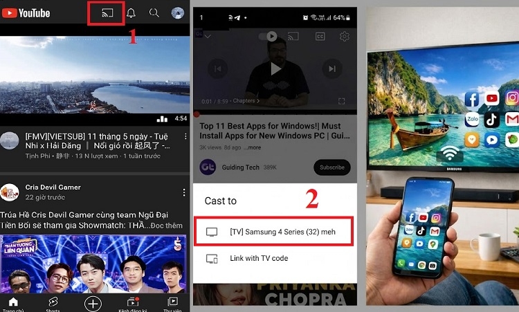 C&aacute;ch chia sẻ m&agrave;n h&igrave;nh điện thoại l&ecirc;n TV Samsung (H&igrave;nh 3)