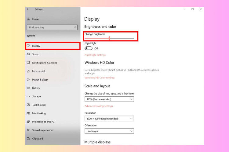 cách chỉnh độ sáng màn hình win 10 15