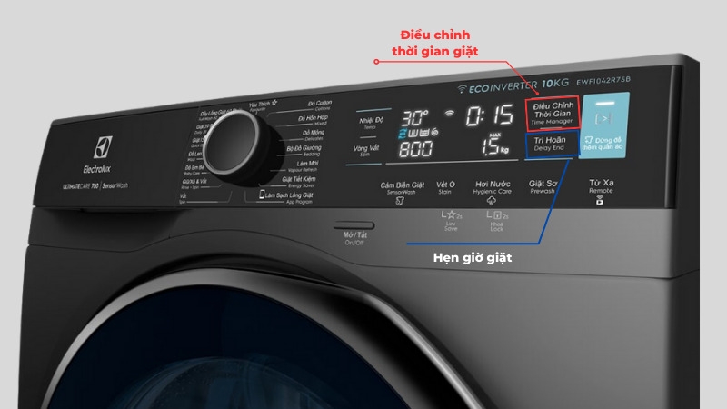 cách chỉnh thời gian máy giặt Electrolux 2
