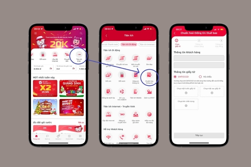 Cách chuẩn hóa thông tin thuê bao Viettel online - bước 1