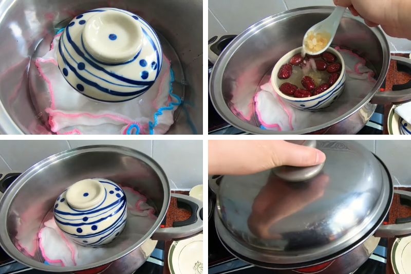 Cách chưng yến đường phèn táo đỏ hạt chia ảnh 5