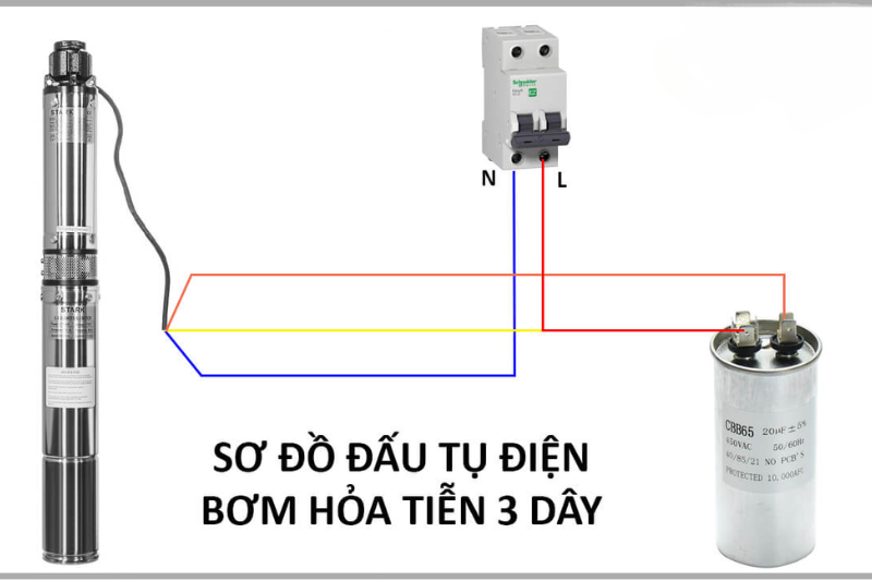 cách đấu tụ máy bơm 3 dây 4
