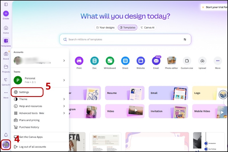 Cách đổi ngôn ngữ trên Canva ảnh 5