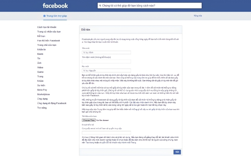 Cách đổi tên Facebook khi bị đổi quá nhiều lần 2