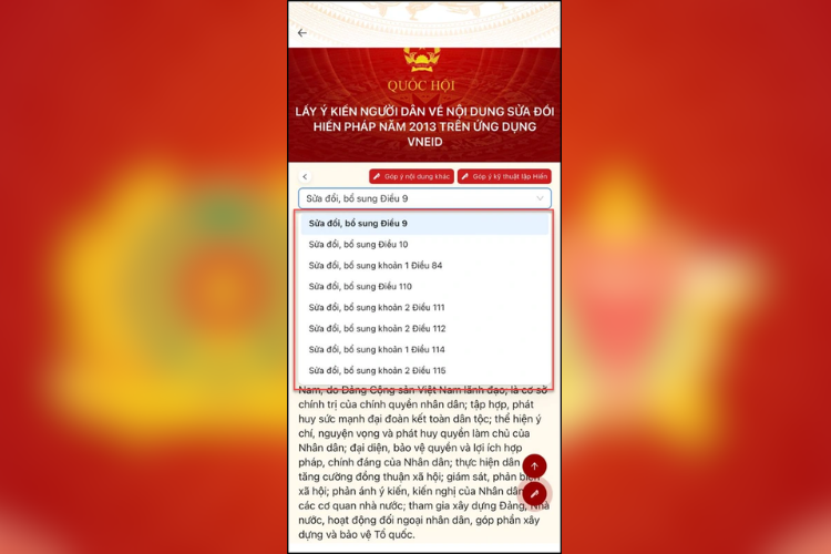 Cách góp ý sửa đổi Hiến pháp trên VNeID 4