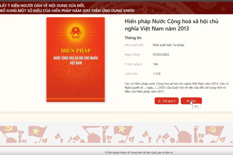 Cách góp ý sửa đổi Hiến pháp trên VNeID 7
