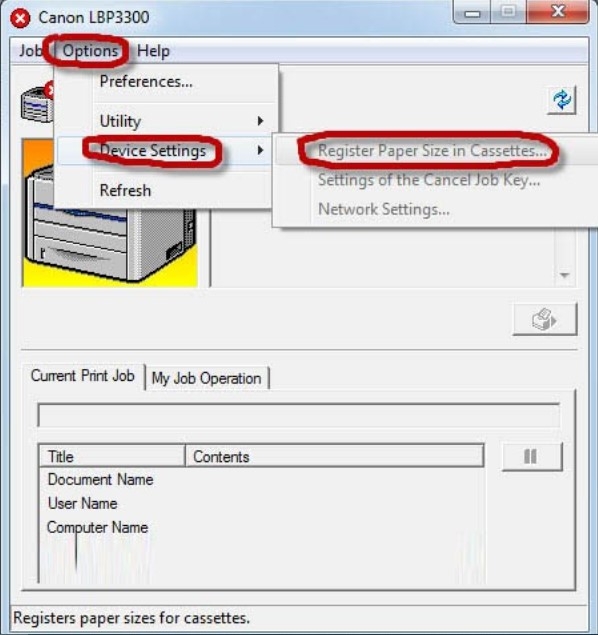 thiet lap in tren may canon 3300