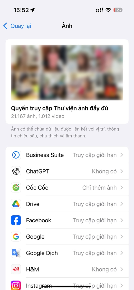 Cách kiểm soát quyền truy cập ảnh trên Facebook và Instagram trên iOS
