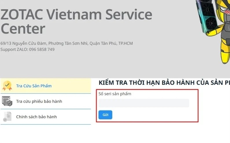 Tra cứu bảo hành card đồ họa Zotac