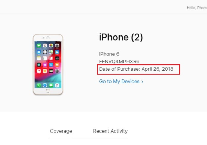 Bạn hãy tìm mục Date of Purchase
