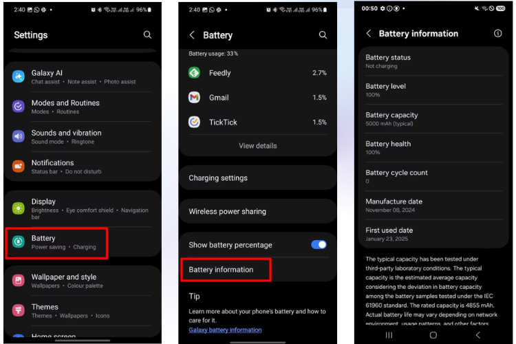 cách kiểm tra số lần sạc pin của android 1
