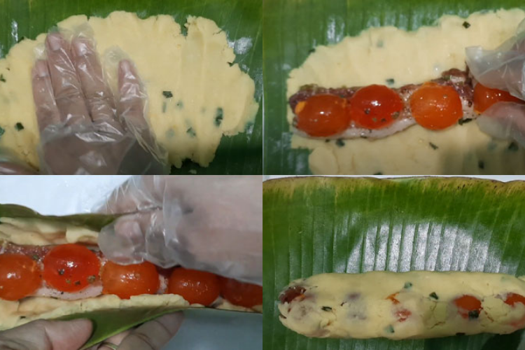 cách làm bánh tét gấc 6