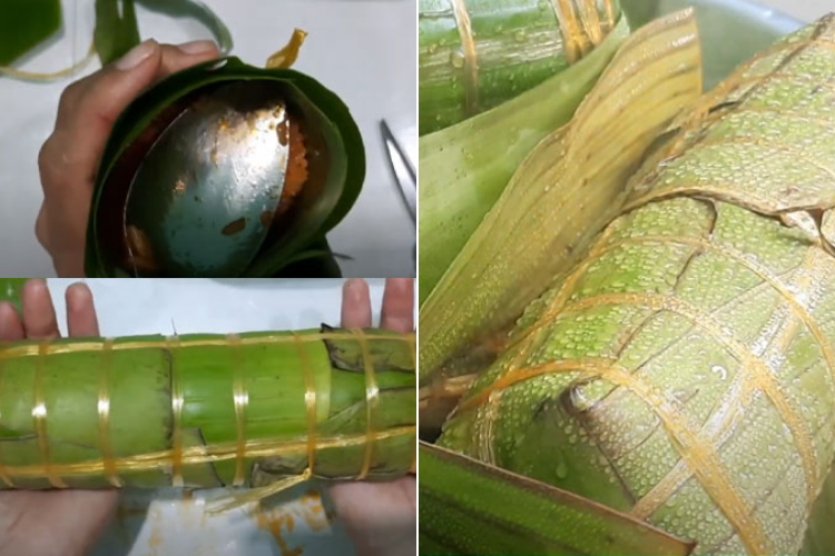 cách làm bánh tét gấc 7