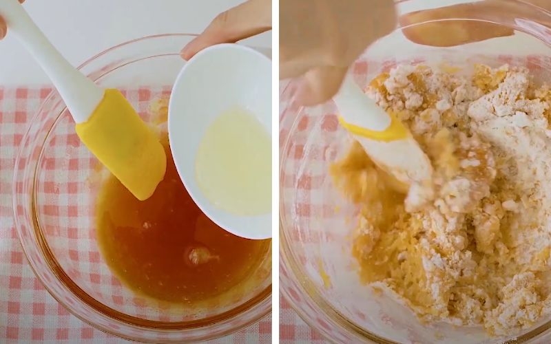 Trộn bột vỏ bánh