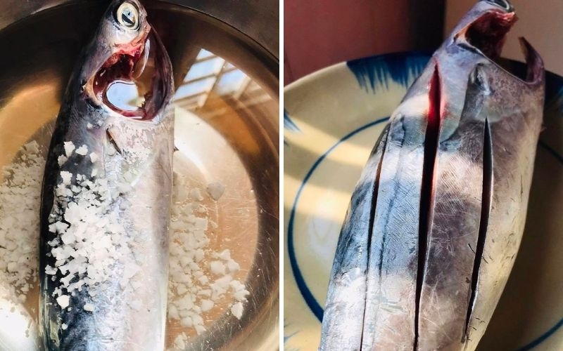 cách làm cá ồ hấp cuốn bánh tráng 3