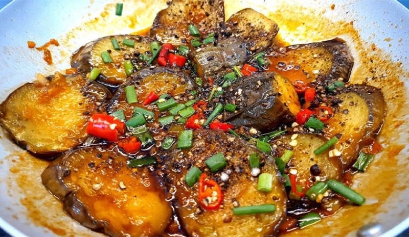 cách làm cà tím kho tiêu 9