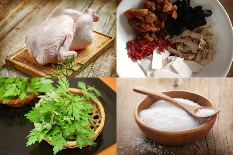 Nguyên liệu làm gà tần với nồi cơm điện