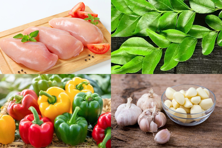 cách làm lườn gà rang lá cà ri 2