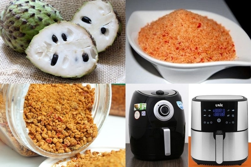 Nguyên liệu chuẩn bị món mãng cầu sấy muối ớt