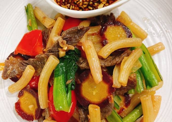 cách làm nui xào bò rau cải - hình 7