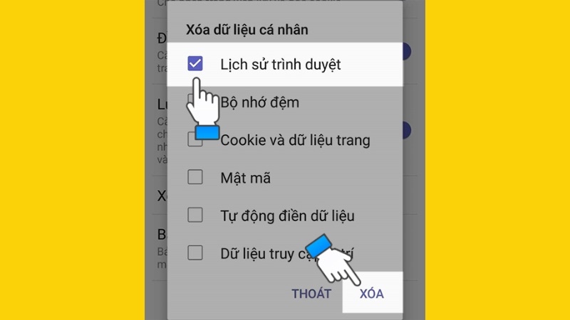 xoa du lieu web tren oppo