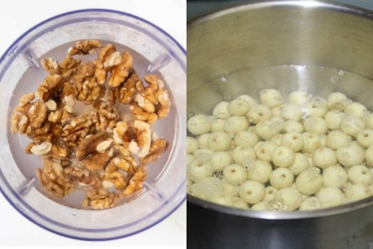 Cách làm sữa óc chó hạt sen 3