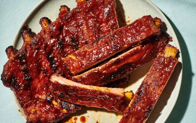 sườn nướng BBQ bằng bếp nướng điện không khói