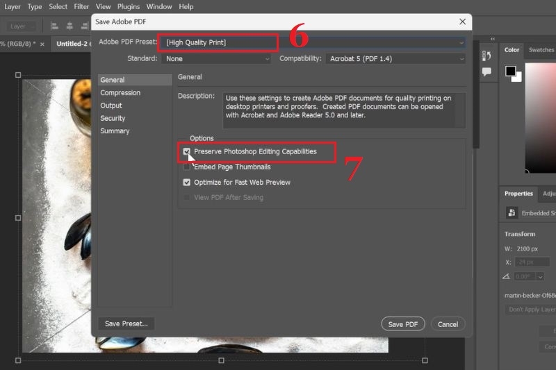 Cách lưu file PDF trong Photoshop ảnh 6