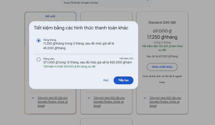 Cách mua thêm dung lượng Gmail 7