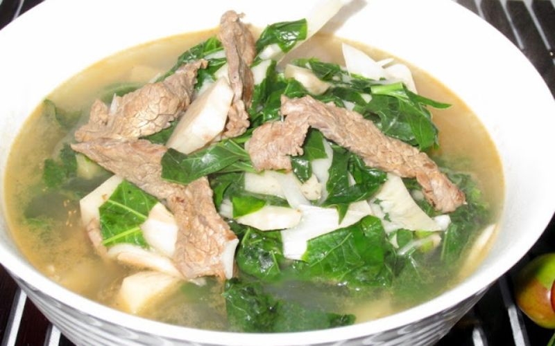 canh mít non lá lốt thịt bò