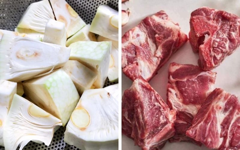 Chuẩn bị nguyên liệu nấu canh mít non với xương