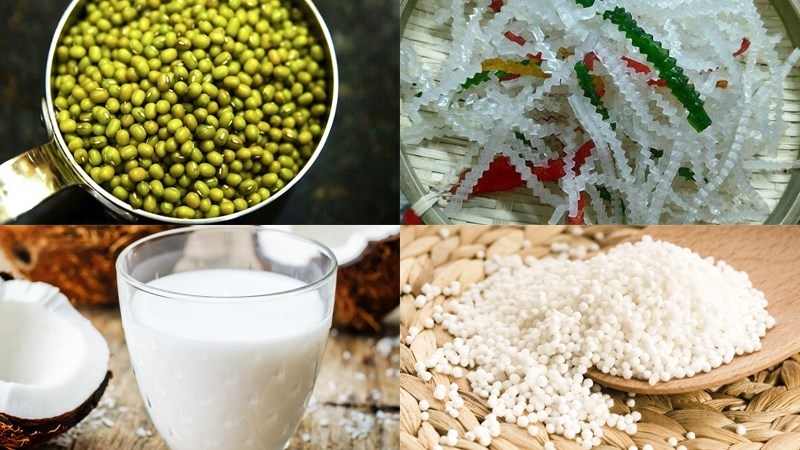 Nguyên liệu nấu chè đậu xanh bột báng