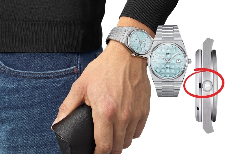 cách nhận biết đồng hồ Tissot chính hãng qua núm đồng hồ