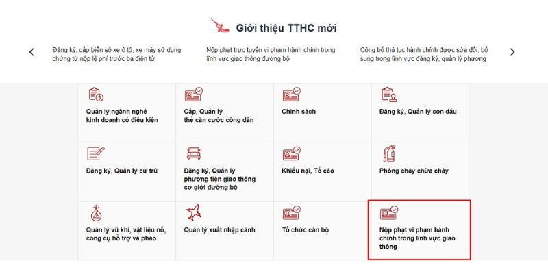 nop phat giao thong online