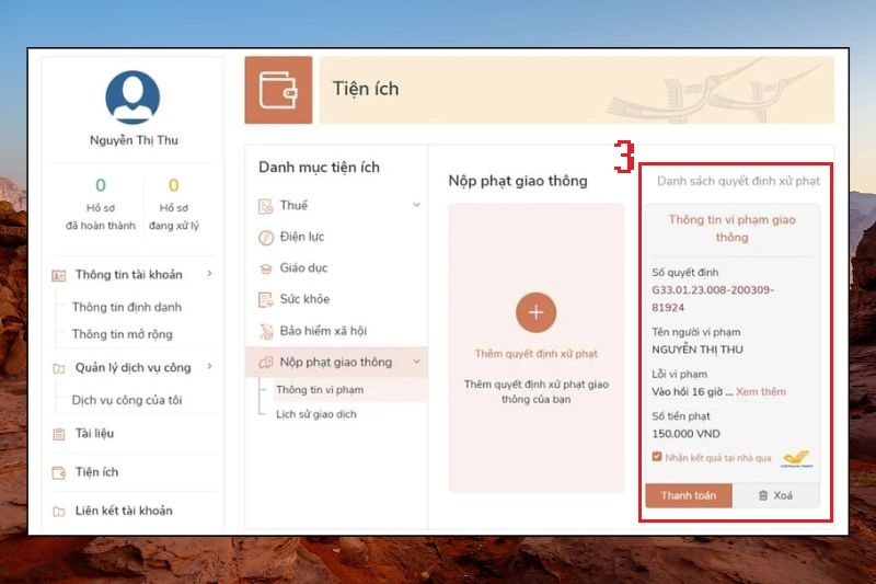 Cách nộp phạt vi phạm giao thông online ảnh 13
