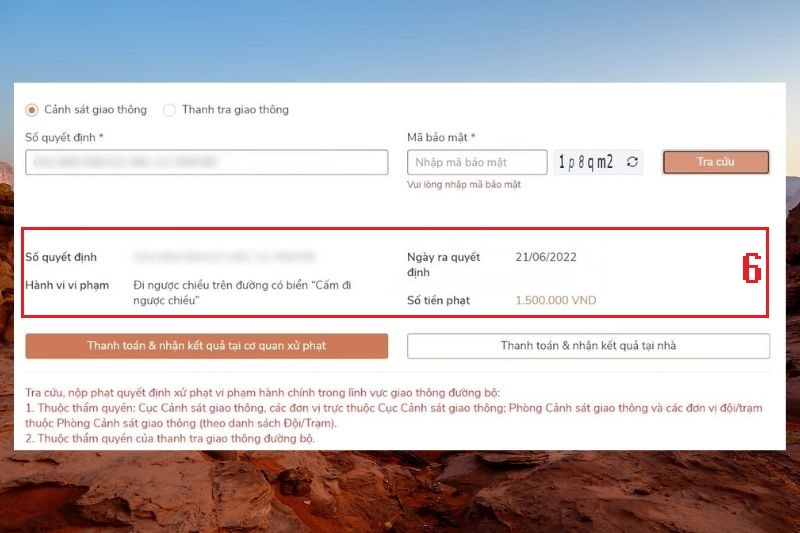 Cách nộp phạt vi phạm giao thông online ảnh 6