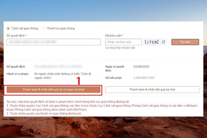 Cách nộp phạt vi phạm giao thông online ảnh 7