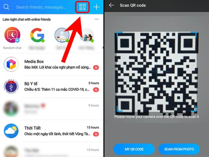 Quét mã QR bằng Zalo