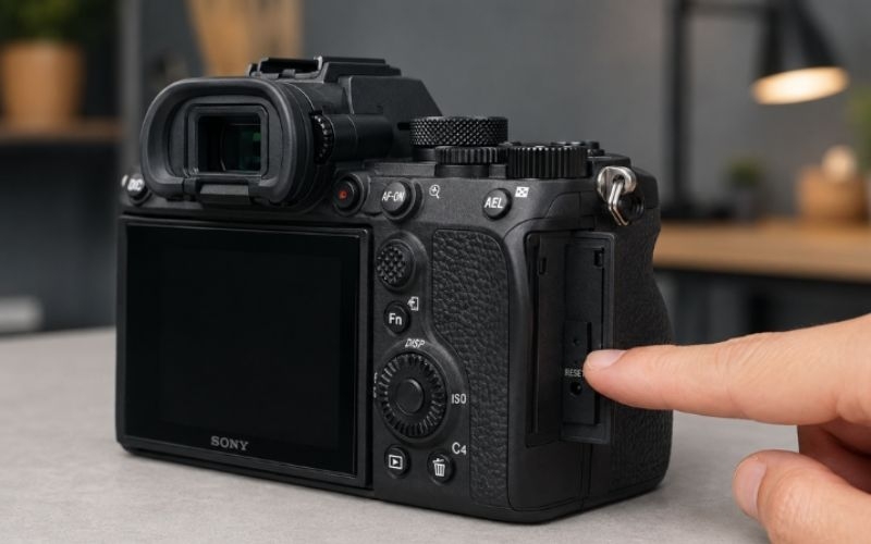 Cách reset máy ảnh Sony về cài đặt gốc bằng nút RESET