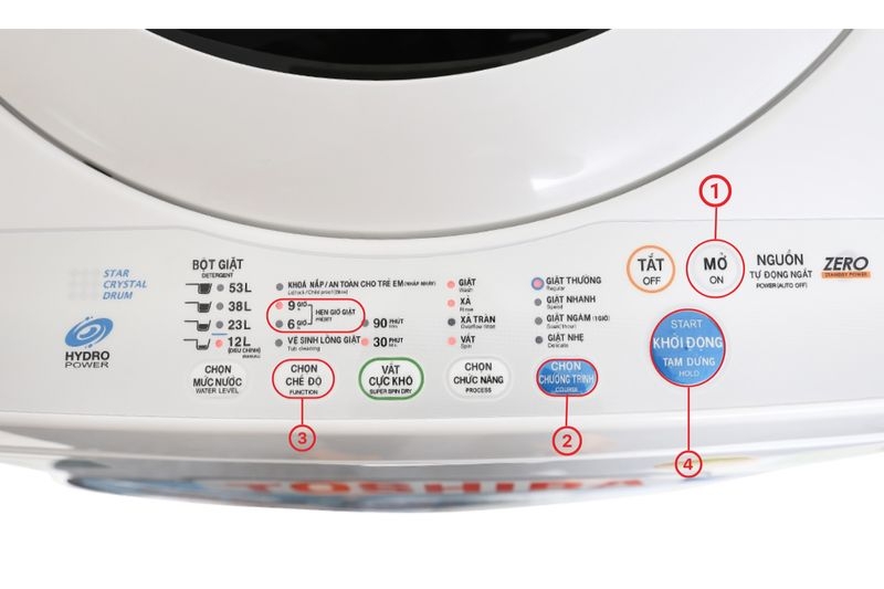 c&aacute;ch sử dụng m&aacute;y giặt Toshiba 7kg h&igrave;nh 6