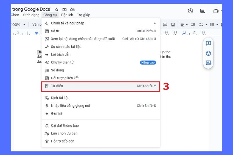 Cách sử dụng từ điển trong Google Docs ảnh 3