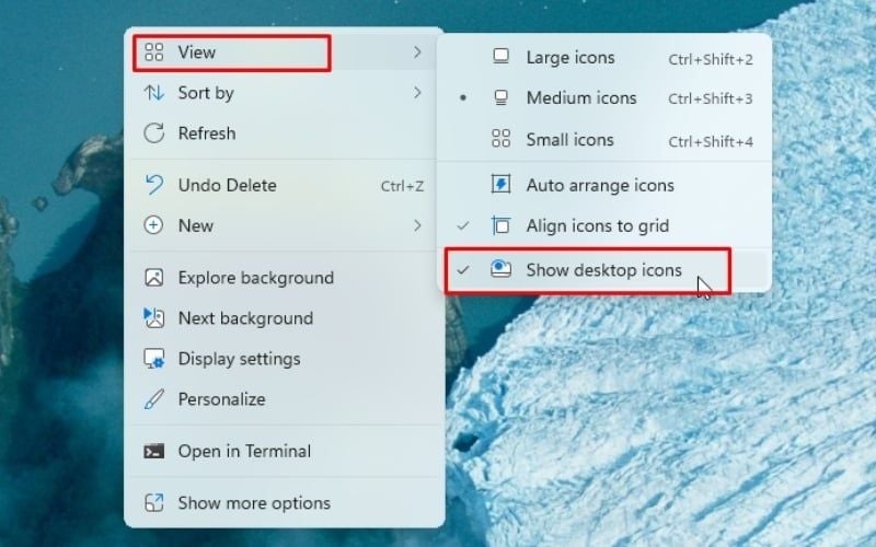 Ẩn biểu tượng trên màn hình Desktop