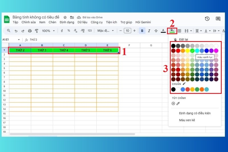 Cách tạo bảng trong Google Sheet ảnh 5