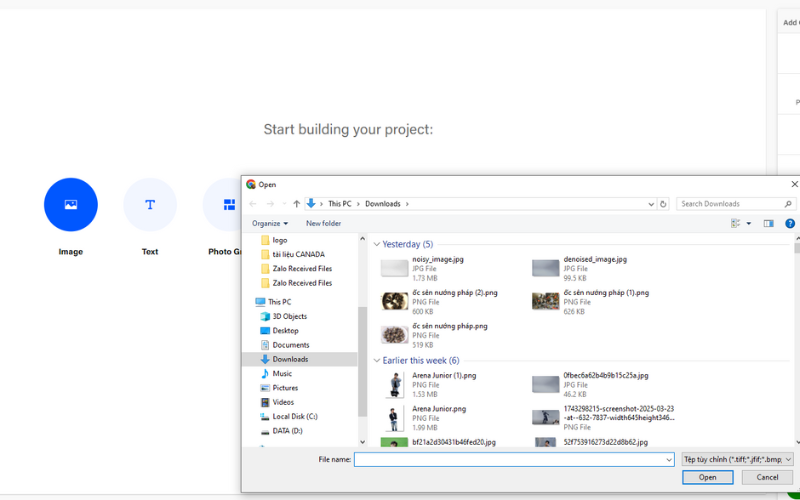 Tải tệp thông tin lên behance tạo portfolio
