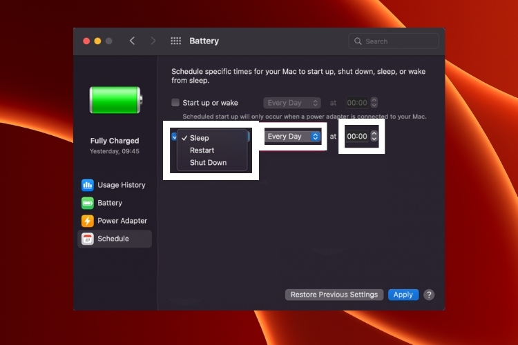 Hướng dẫn các bước hẹn giờ tắt MacBook 2