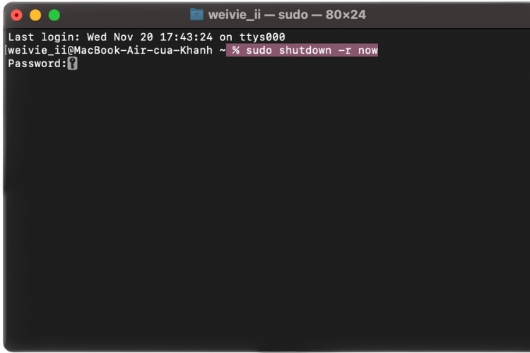 Tắt MacBook bằng lệnh Terminal 2