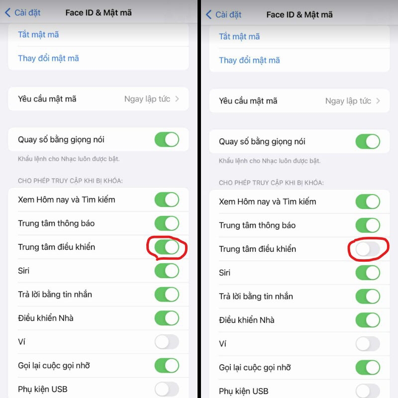 Cách tắt Trung tâm điều khiển ở màn hình khoá (hình 6)